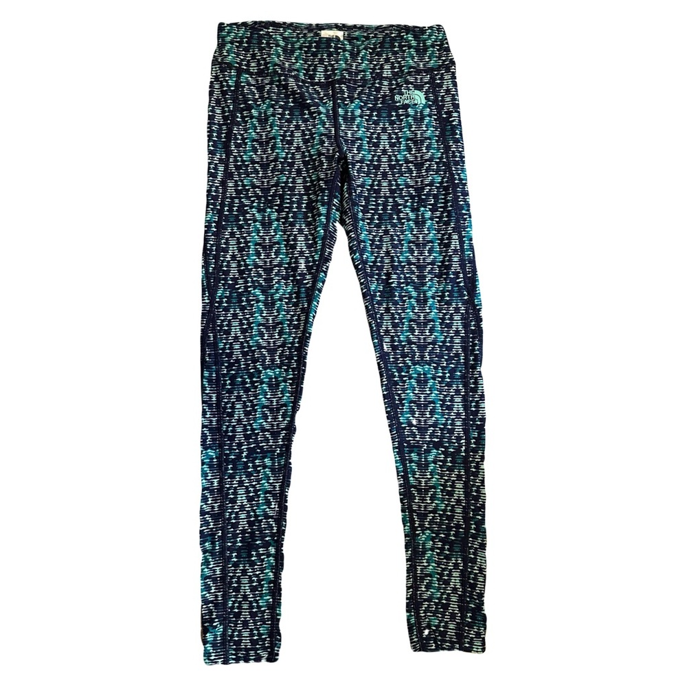 North Face Teal Patterned Workout Leggings Size S